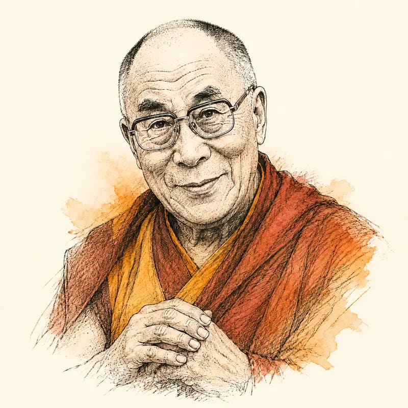Hand-drawn portrait of His Holiness the Dalai Lama